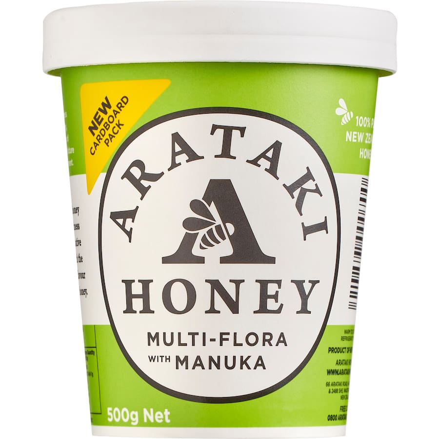 Arataki Multiflora Honey Manuka: a blend of 10% Manuka and multiflora honey, rich in flavor and health benefits.