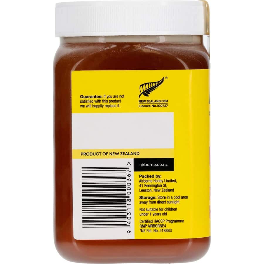Natural sweetness of Airborne Clover Honey in a liquid form, perfect for adding to tea or enjoying on its own.