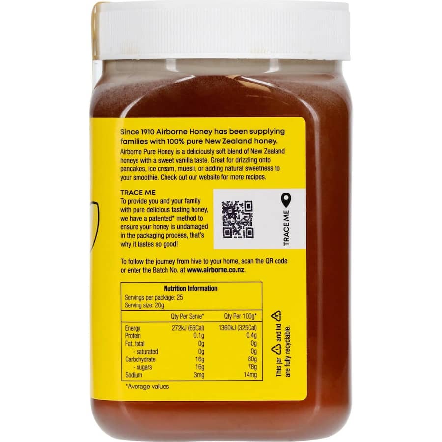 Natural sweetness of Airborne Clover Honey in a golden liquid form, perfect for sweetening beverages and recipes.
