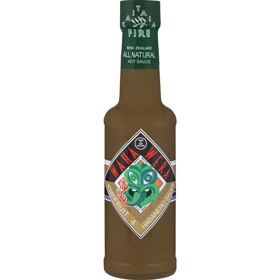 Waha Wera Kiwifruit Sauce & Habanero, a tangy and spicy gourmet condiment for enhancing grilled meats, seafood, and more.