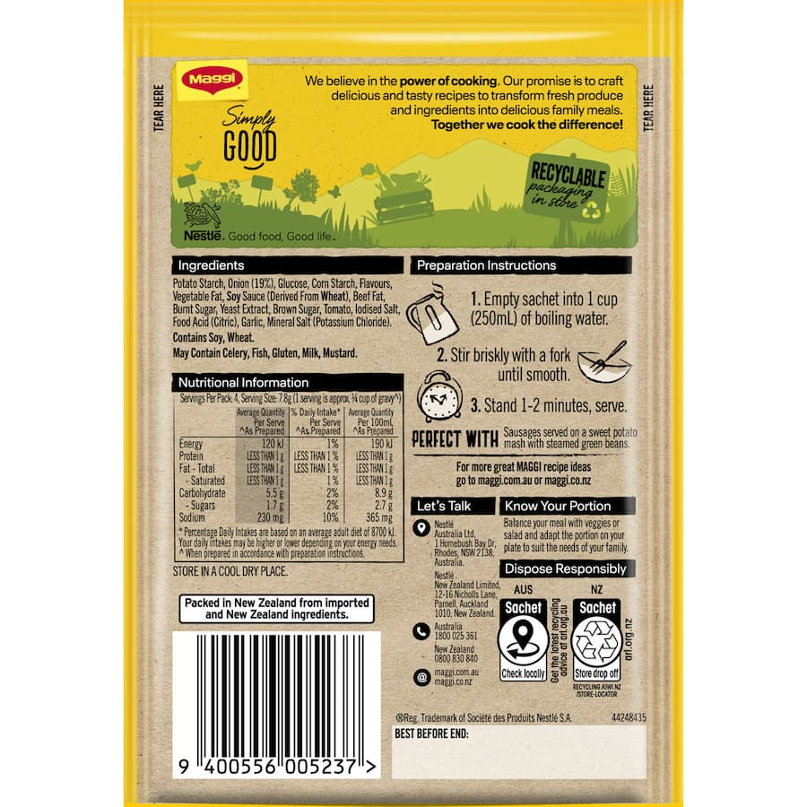 Maggi Instant Gravy Mix Brown Onion Sachet 31g