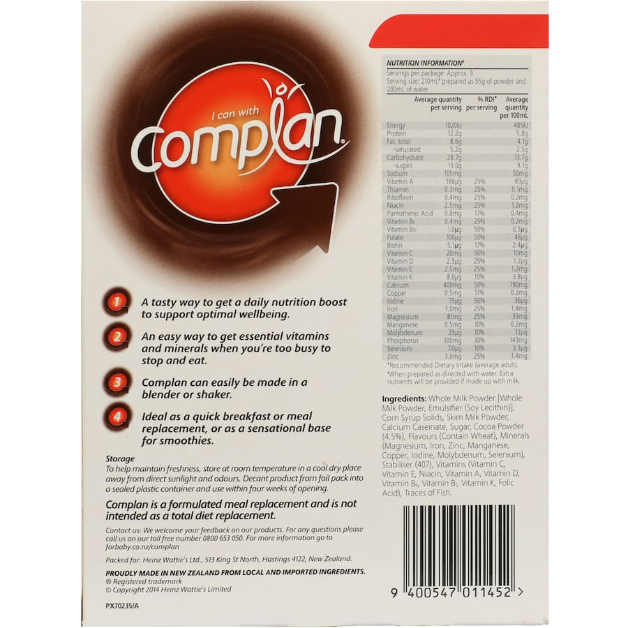 Complan Nutrition Formula Chocolate - a delicious drink rich in protein and essential nutrients for balanced energy and health.