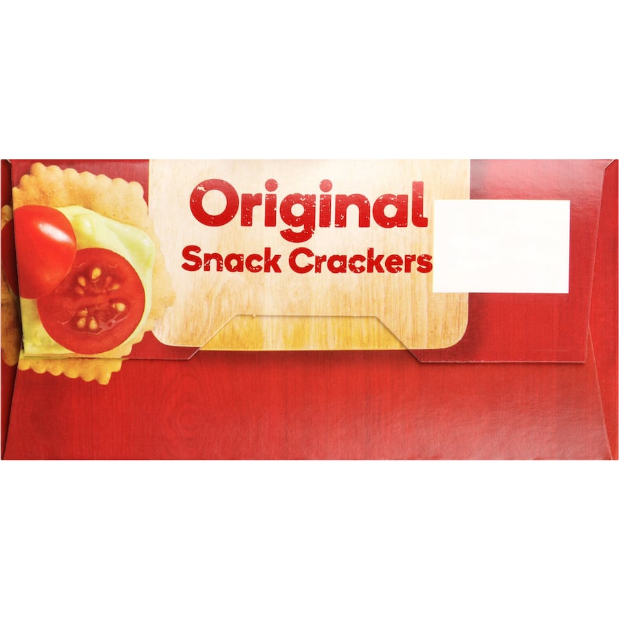 Crispy Woolworths Original Crackers, made with wheat flour for a light crunch, perfect for pairing with cheeses and dips.