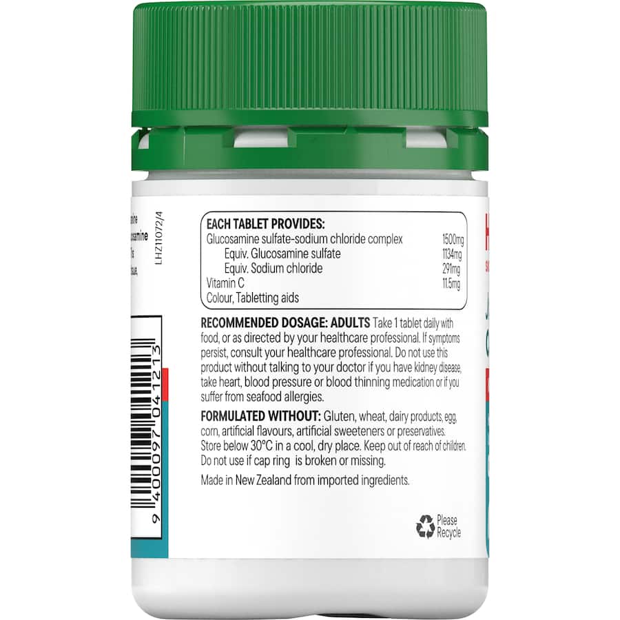 Healtheries Glucosamine 1500mg tablets for joint support, alleviating pain and promoting cartilage repair.