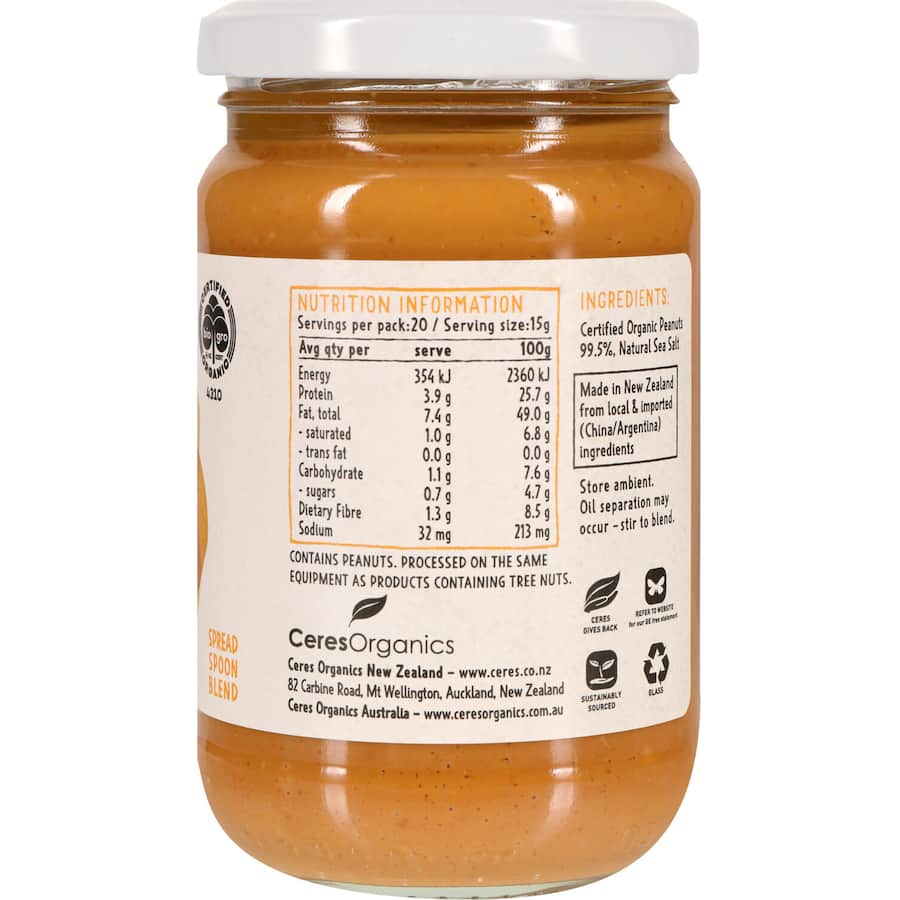 Ceres Organics Peanut Butter Smooth 300g