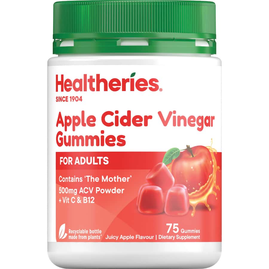 Healtheries Apple Cider Vinegar Gummies, tasty supplements for digestion and wellness in a convenient chewy form.