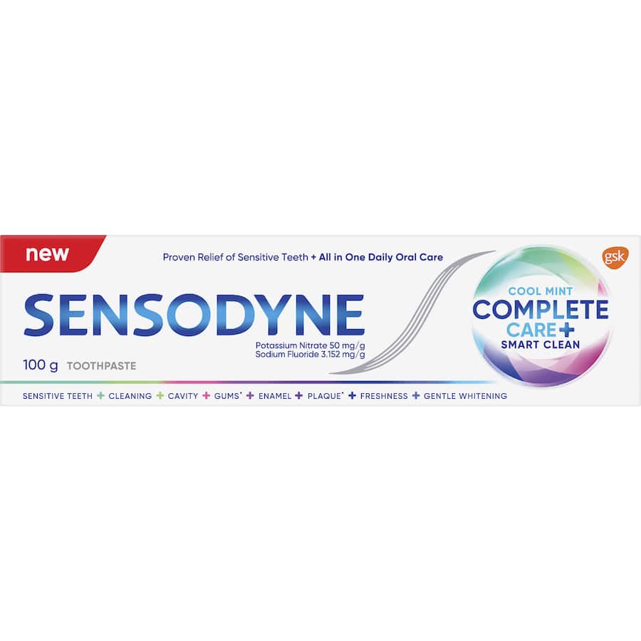 Sensodyne Sensitive Teeth Toothpaste for fresh breath and pain relief, designed for sensitive teeth with advanced cavity protection.