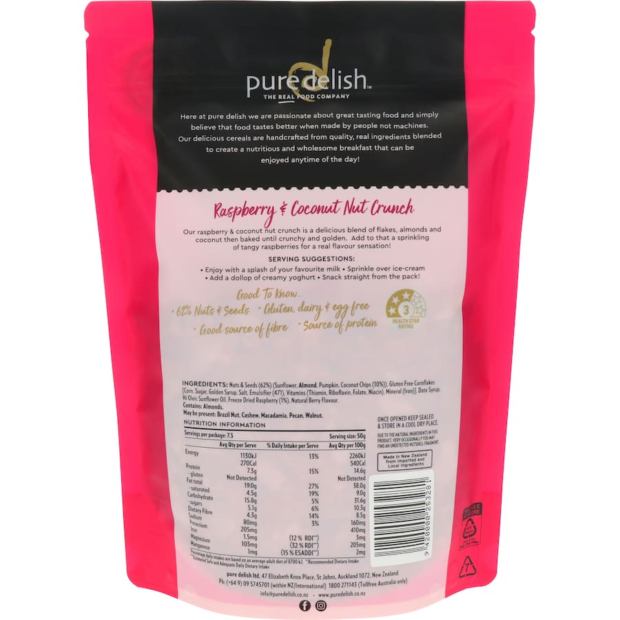 Pure Delish Cereal Nut Crunch Raspberry & Coconut