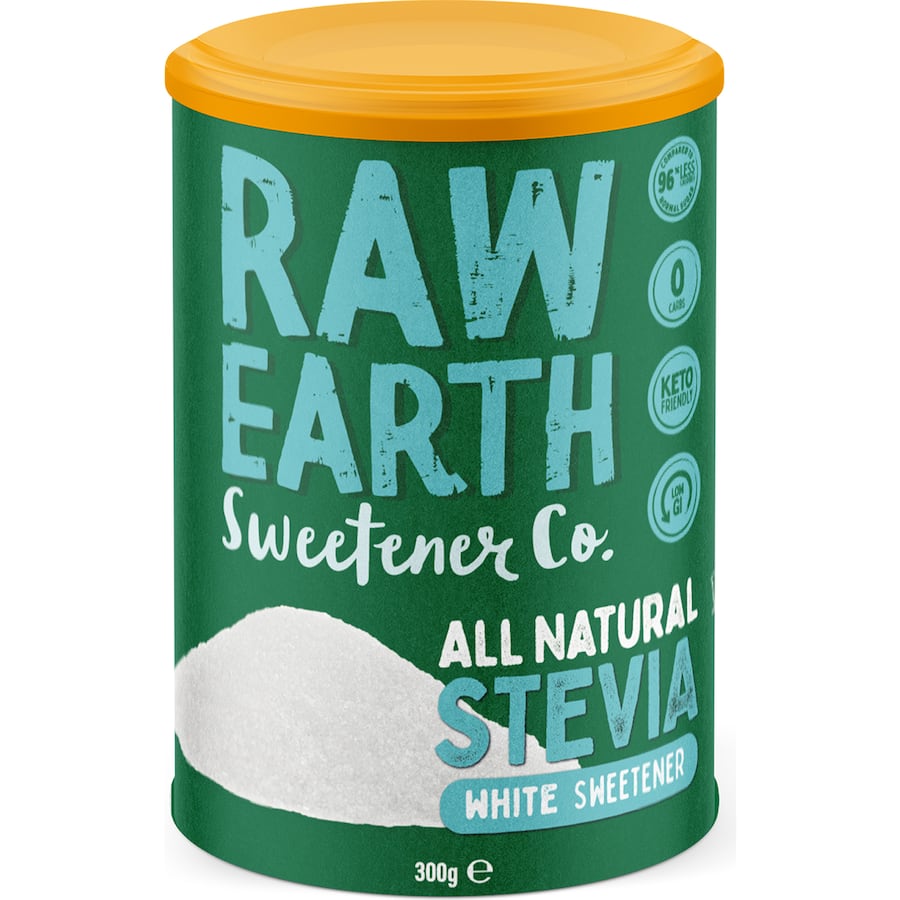 Raw Earth Sugar Substitute Stevia White Sweetener Cannister 300g