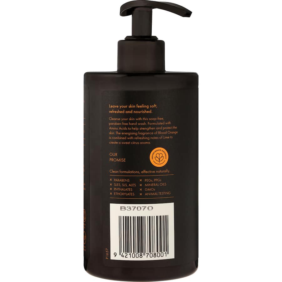 Luxurious Essano Hand Wash in Blood Orange, gentle formula with natural oils, invigorating scent, eco-friendly choice.