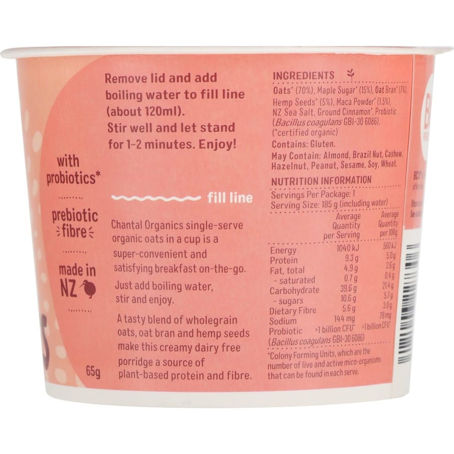 Chantal Organics Oats Probiotic Maple & Maca 65g