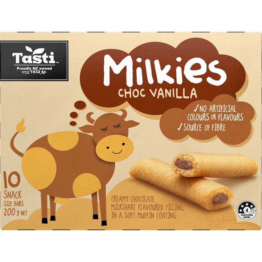 Tasti Milkies Cake Bars Choc Vanilla 10pk 200g