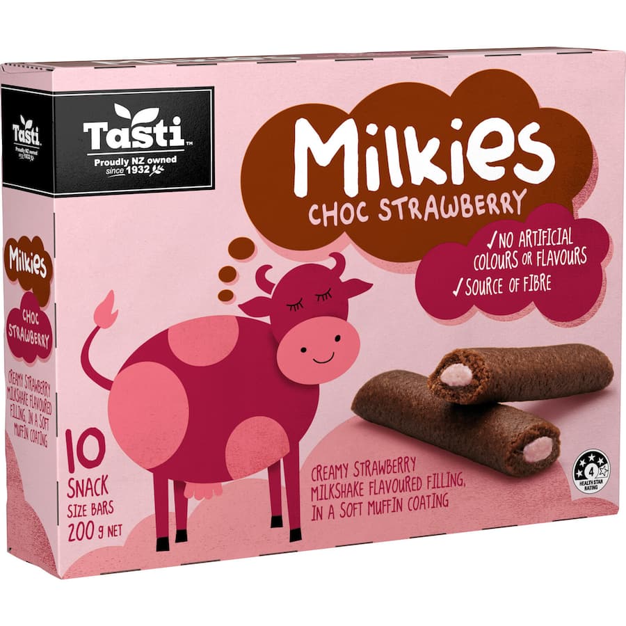 Tasti Milkies Cake Bars Choc Strawberry 10pk 200g