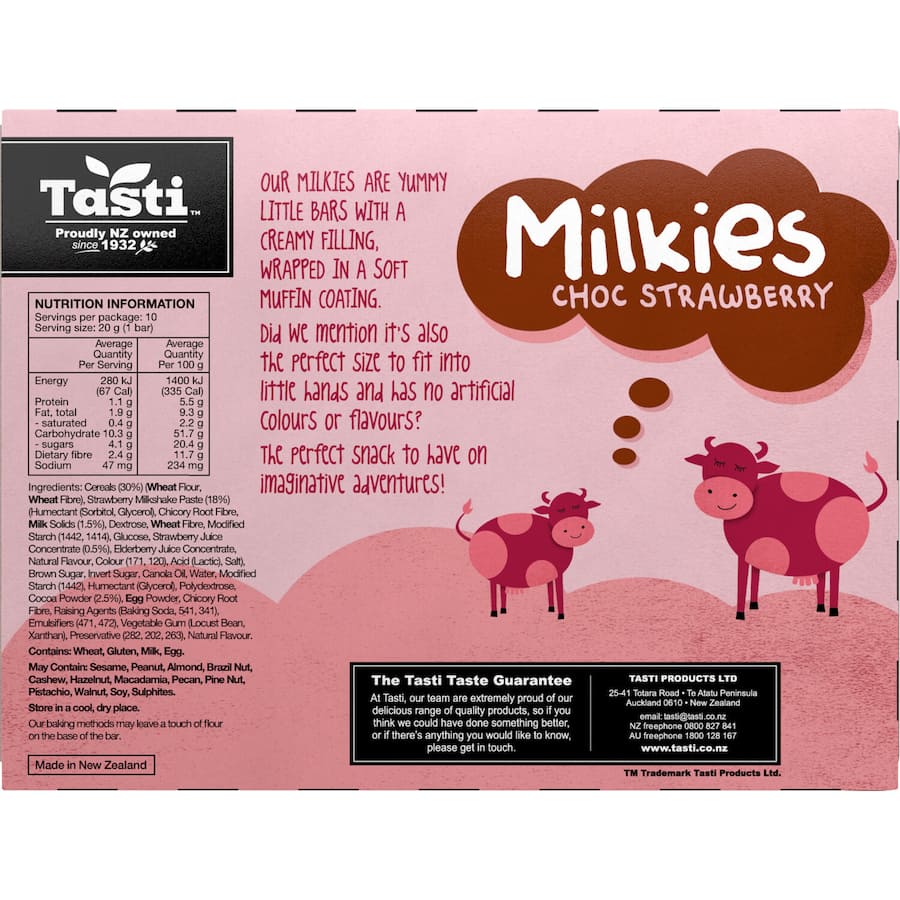 Tasti Milkies Cake Bars Choc Strawberry 10pk 200g