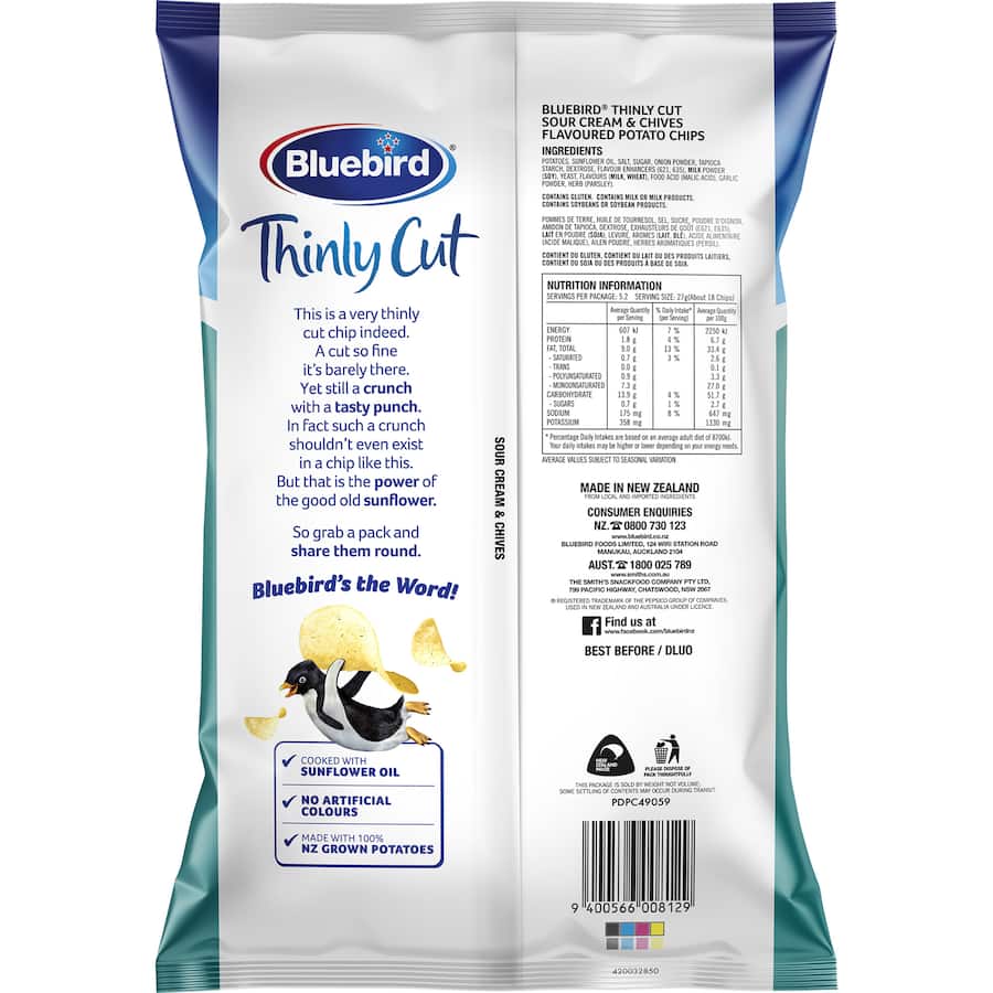 Bluebird Thin Cut Chips Sour Cream & Chives