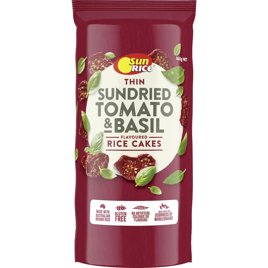 Sunrice Thin Rice Cakes Sundried Tomato & Basil 160g