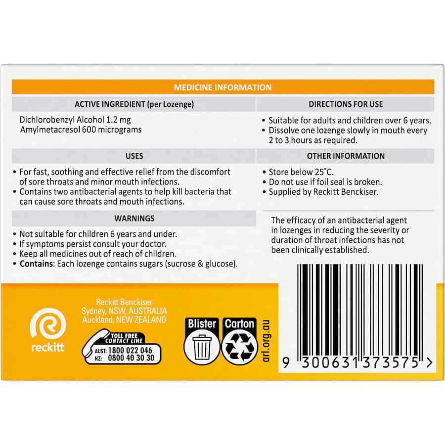 Strepsils Cough Throat Lozenges Soothing Relief Honey & Lemon 36pack