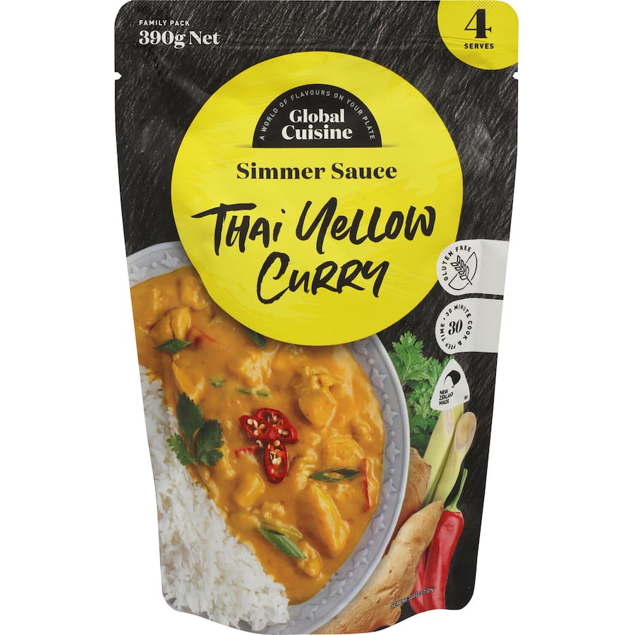 Global Cuisine Stir Through Meal Base Thai Yellow Curry Sauce Pouch 390g