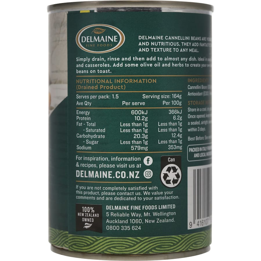 Delmaine Beans Cannellini Can 390g