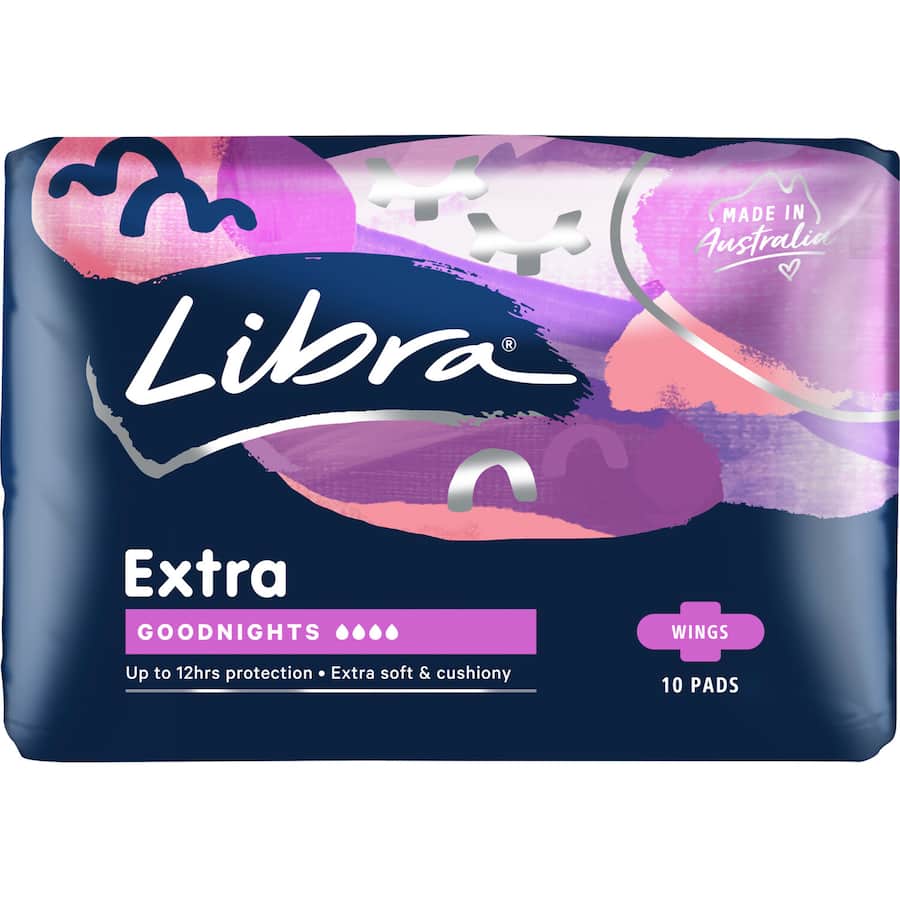Libra Extra Pads Goodnights Wings offer superior absorbency and comfort, designed for secure, leak-free nights during your menstrual cycle.