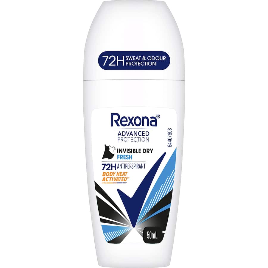 Rexona Women's Advanced Roll On ensures 72-hour sweat protection with motion-activated technology for all-day freshness.