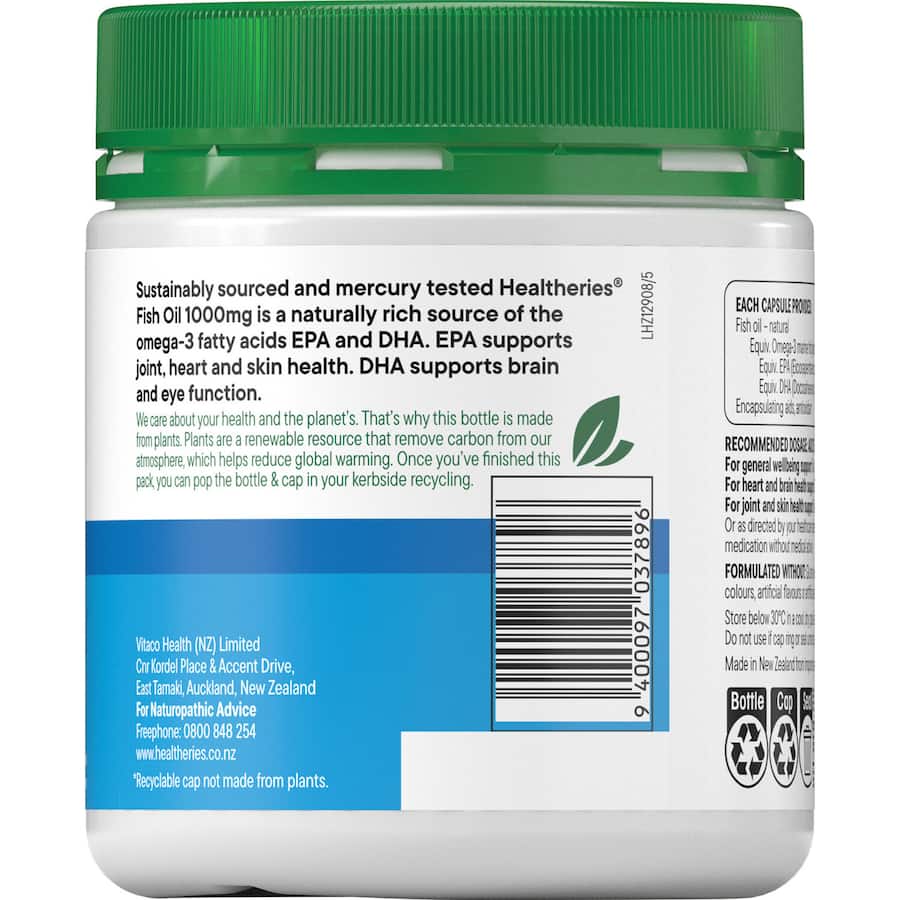 Healtheries Fish Oil Value Pack 1000mg, a premium source of omega-3s for heart, brain, and joint health support.