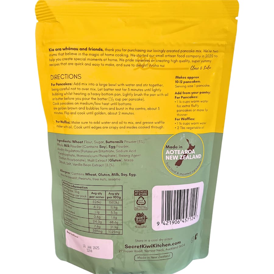 Secret Kiwi Kitchen Pancake & Waffle Mix Buttermilk 350g