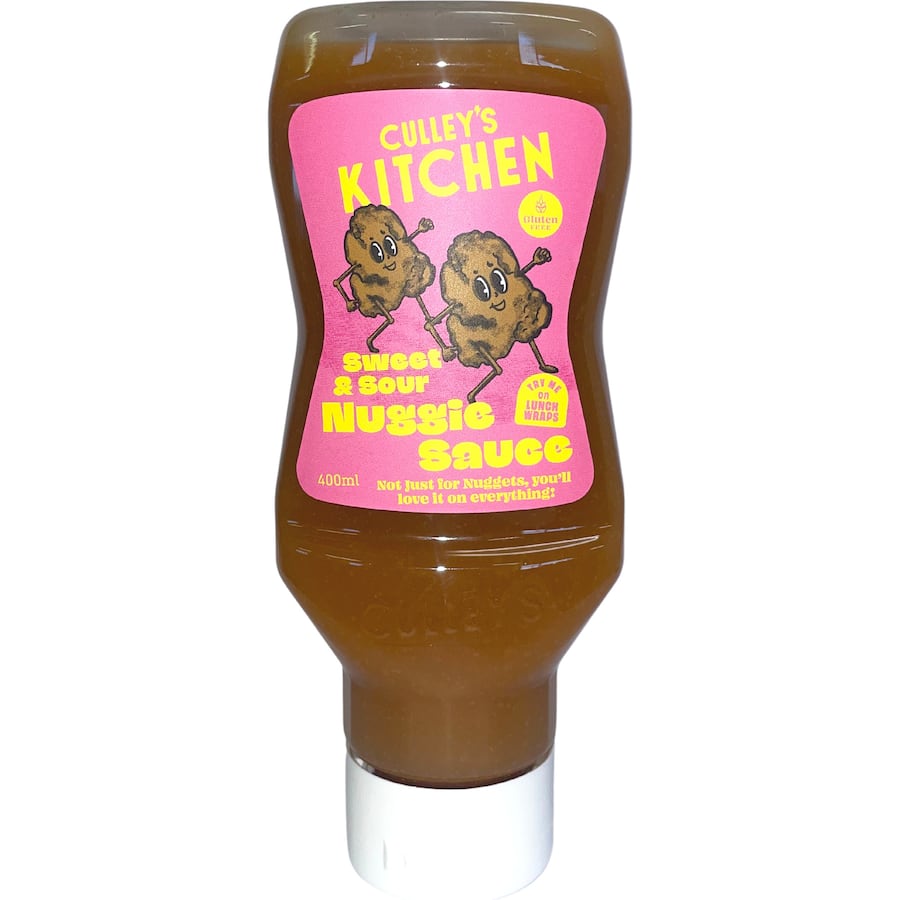 Culley's Nuggie Sauce bottle showcasing its bold flavor, perfect for enhancing chicken wings and fries with a zesty kick.