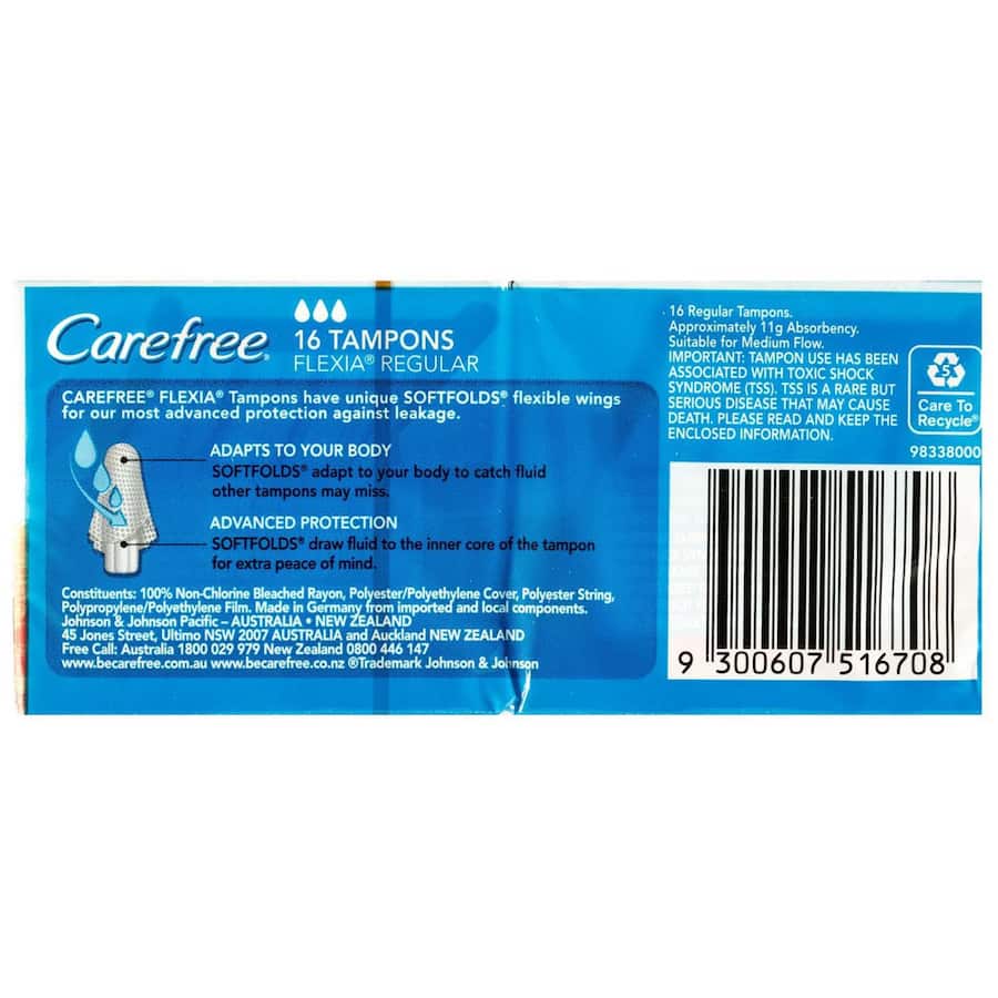 Carefree Flexia Tampons Regular 16pack