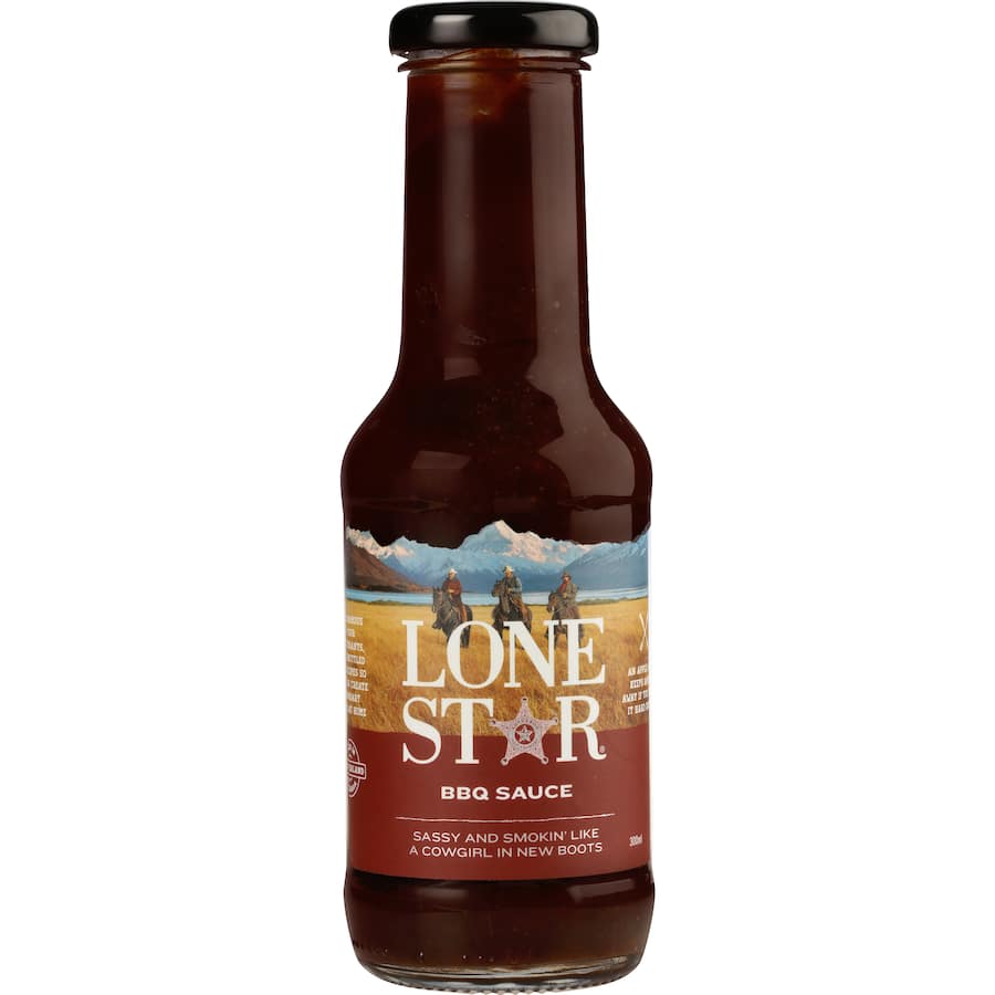 Lone Star BBQ Sauce bottle showcasing its sweet and tangy flavor, ideal for grilling and marinating meats. Gluten-free and all-natural.