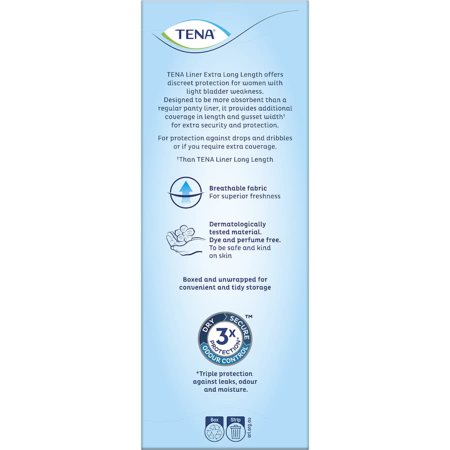 Tena Active Womens Continence Liners Extra Long 24pack
