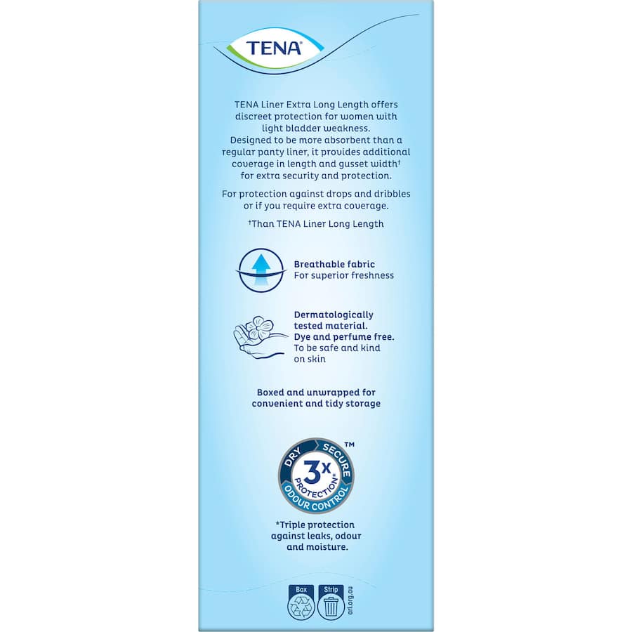 Tena Active Womens Continence Liners Extra Long 24pack