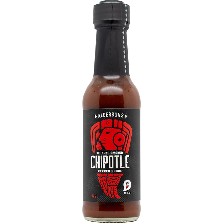 Aalderson's Chipotle Sauce Manuka Smoked: smoky, spicy condiment perfect for grilling, marinating, or dipping, with no artificial additives.
