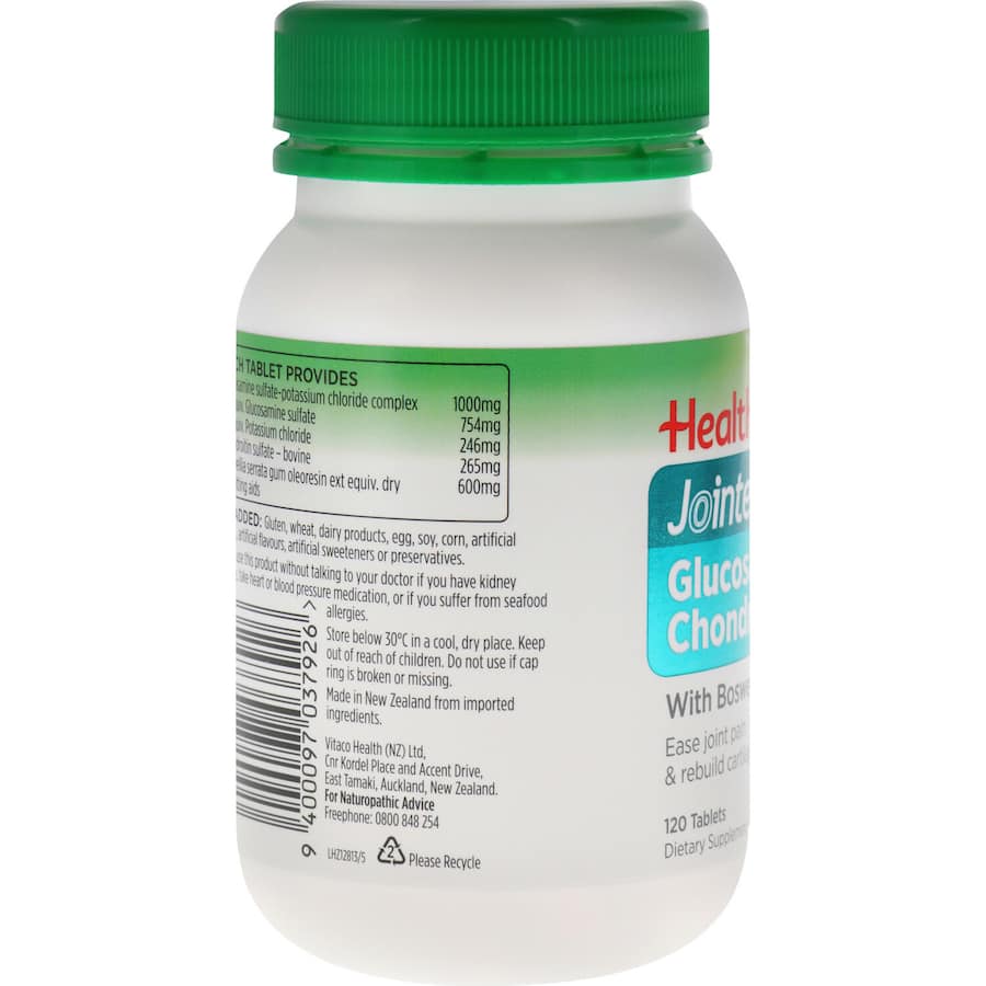 Healtheries Joint Formula features glucosamine and chondroitin for joint health, mobility improvement, and pain relief.