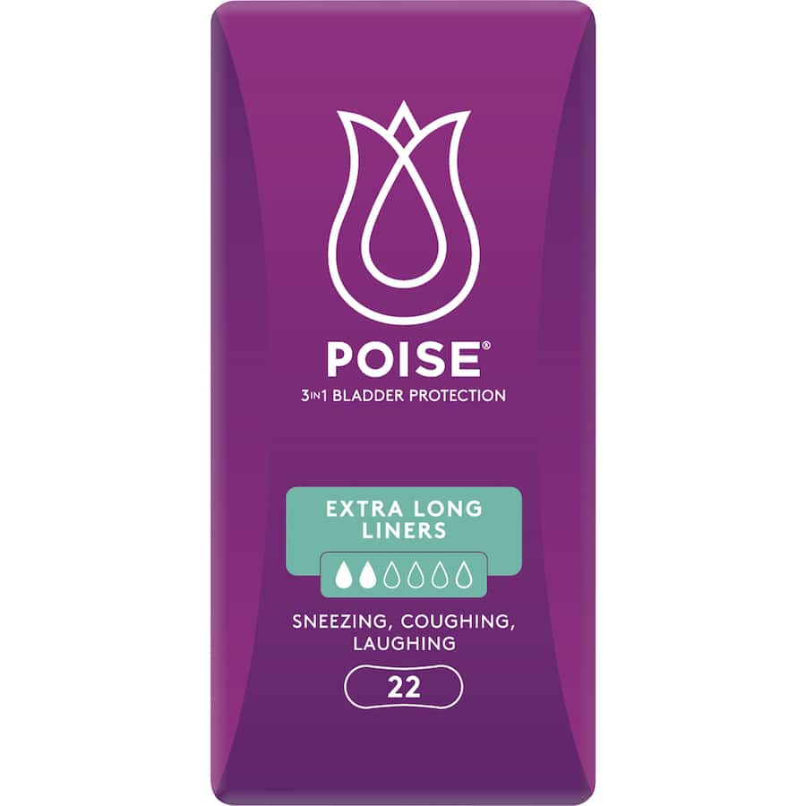 Poise Women's Extra Long Liners: ultra-thin, 4-layer design for discreet, maximum absorbency and comfort for light bladder leakage.