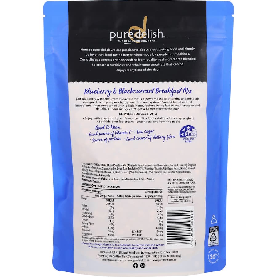 Pure Delish Breakfast Mix Immunity Blueberry 350g