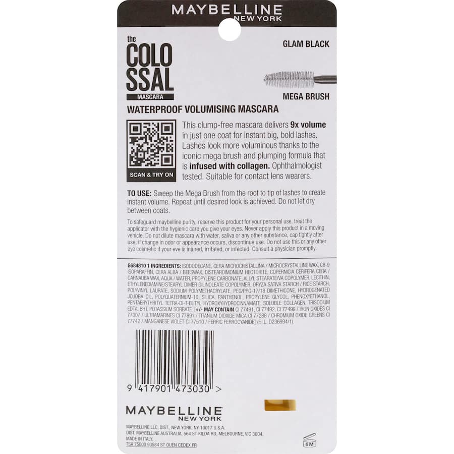 Maybelline Colossal Mascara Waterproof Glam Black