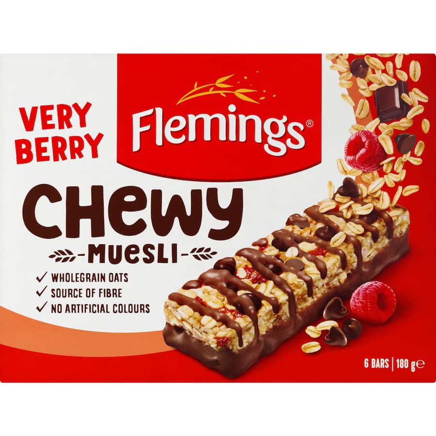 Flemings Chewy Muesli Bars Very Berry 6pk 180g