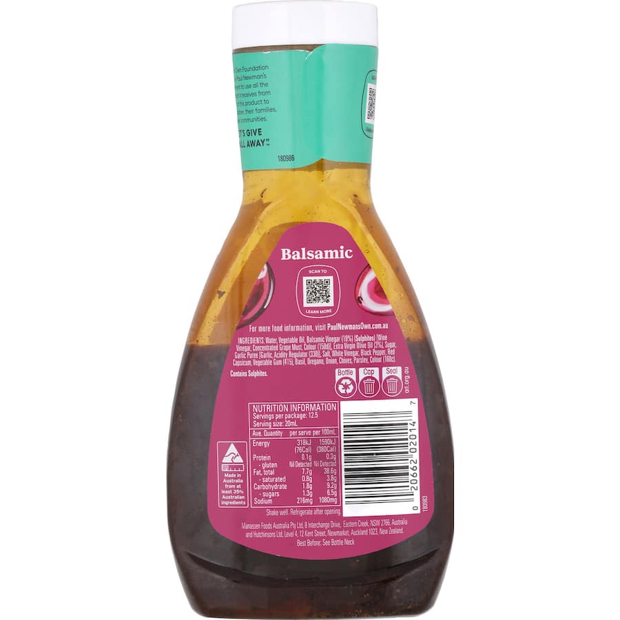 Paul Newmans Own Balsamic Vinaigrette Salad Dressing 250mL