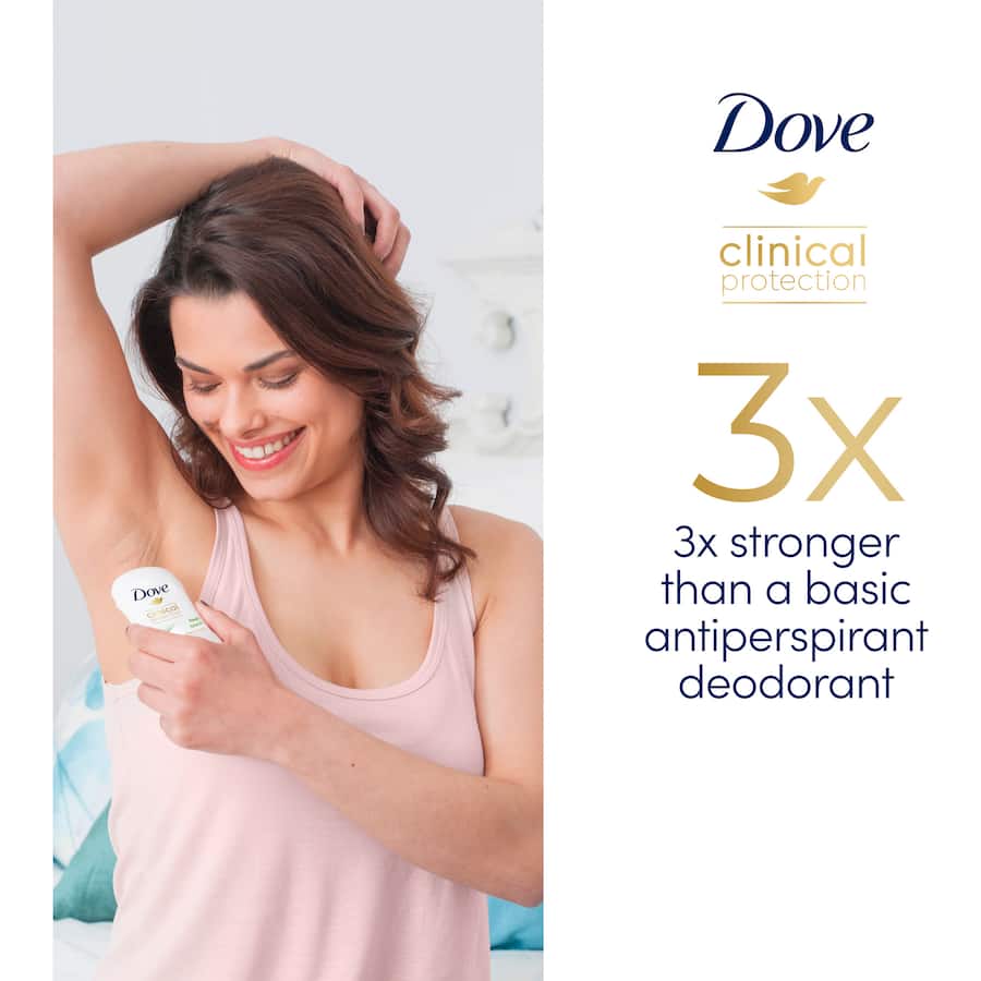 Dove Clinical Protection Antiperspirant Stick Fresh Touch offers 96-hour sweat protection with a refreshing scent and moisturizing care.
