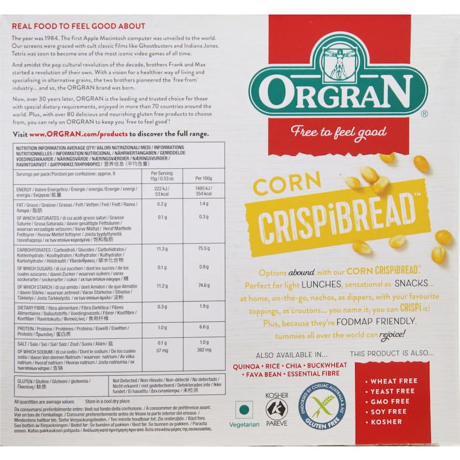 Orgran Crispbread Corn 125g