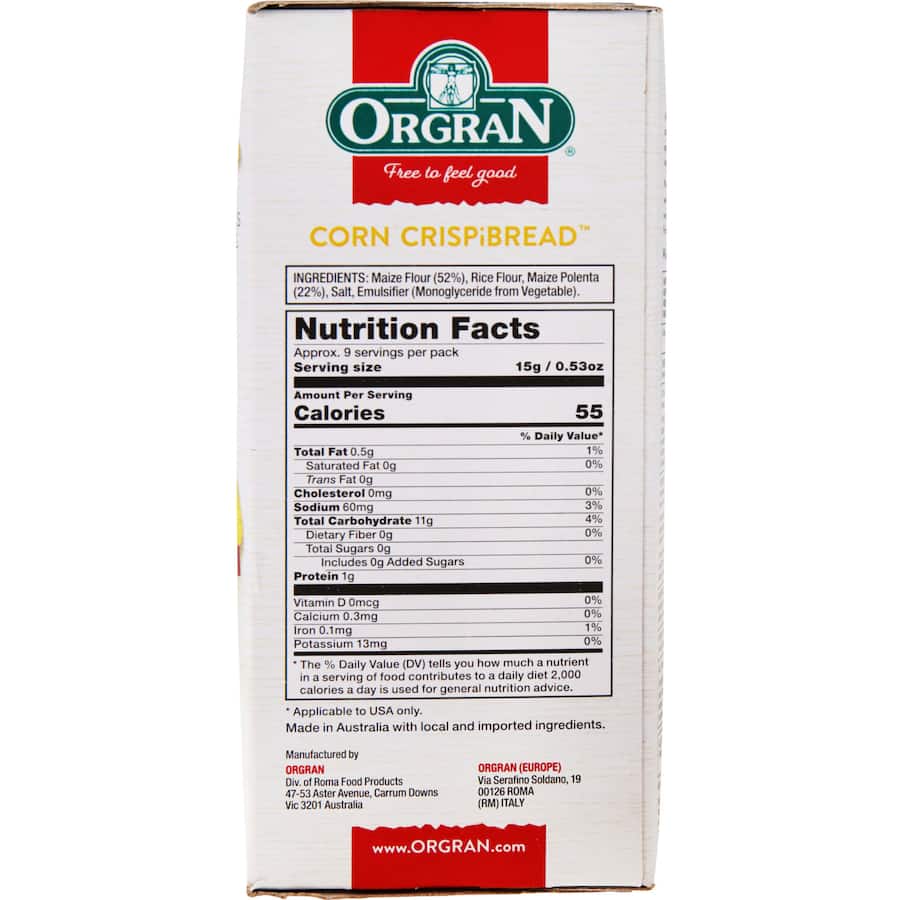 Orgran Crispbread Corn 125g