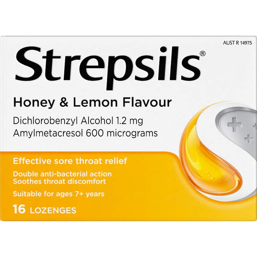 Strepsils Cough Throat Lozenges Soothing Relief Honey & Lemon 16pack