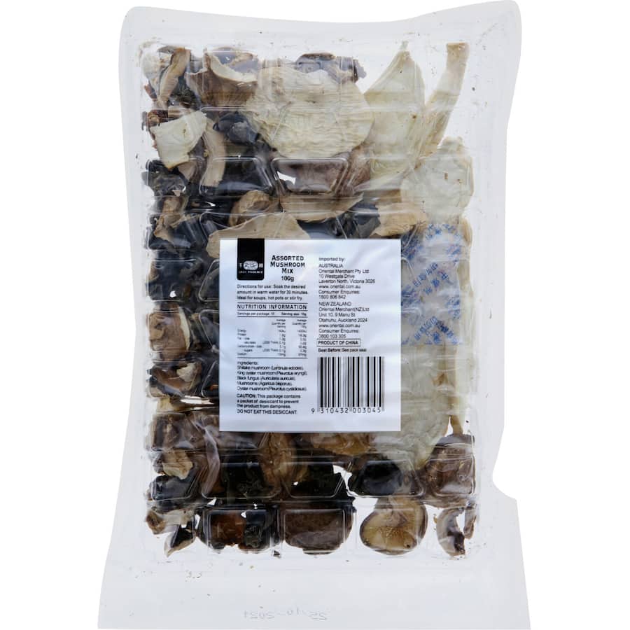 A premium blend of shiitake, enoki, and wood ear mushrooms for enhancing Asian dishes with rich flavor and umami.