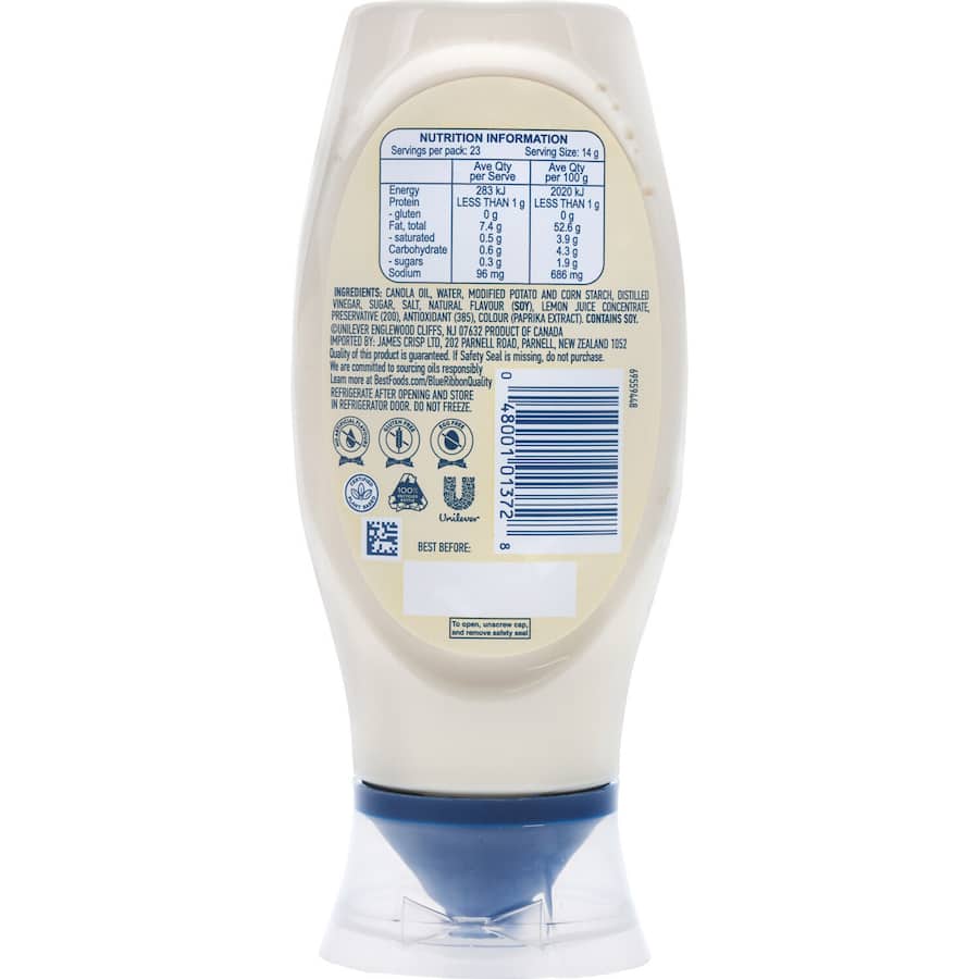Best Foods Vegan Mayonnaise Squeeze bottle 340mL