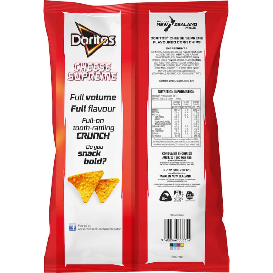 Doritos Corn Chips Supreme Cheese Share Bag 300g
