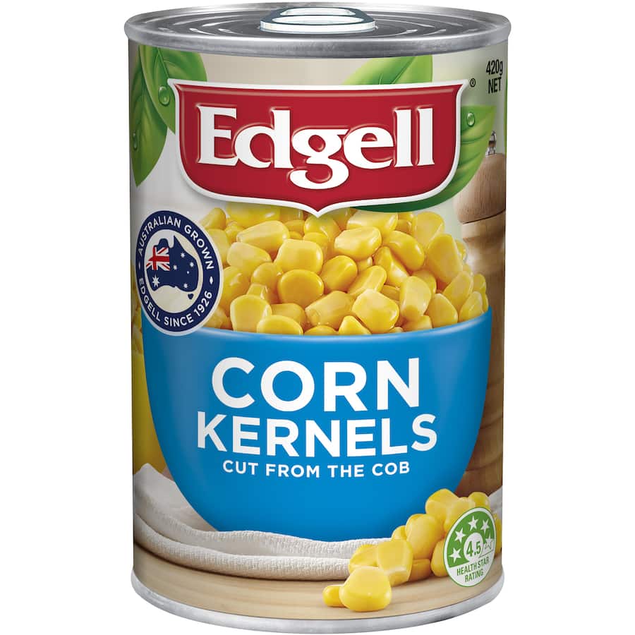 Edgell Corn Whole Kernel in a can, showcasing fresh, sweet corn suitable for salads, casseroles, and quick meals.