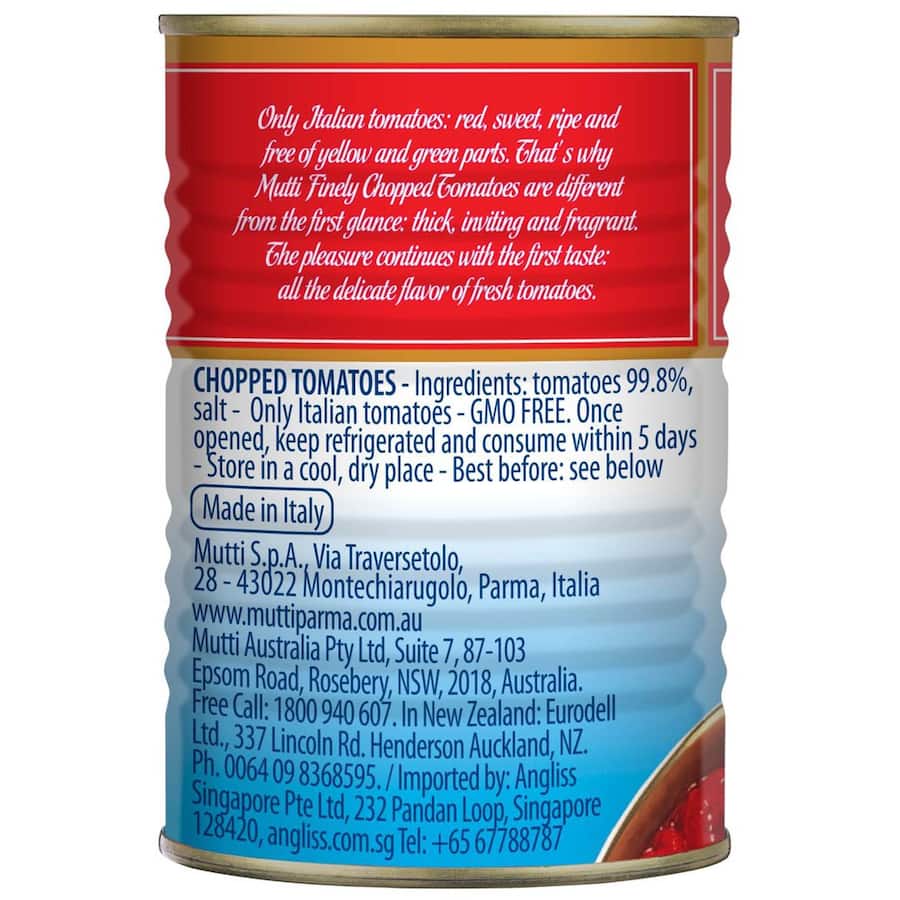 Mutti Chopped Tomatoes Finely Can 400g