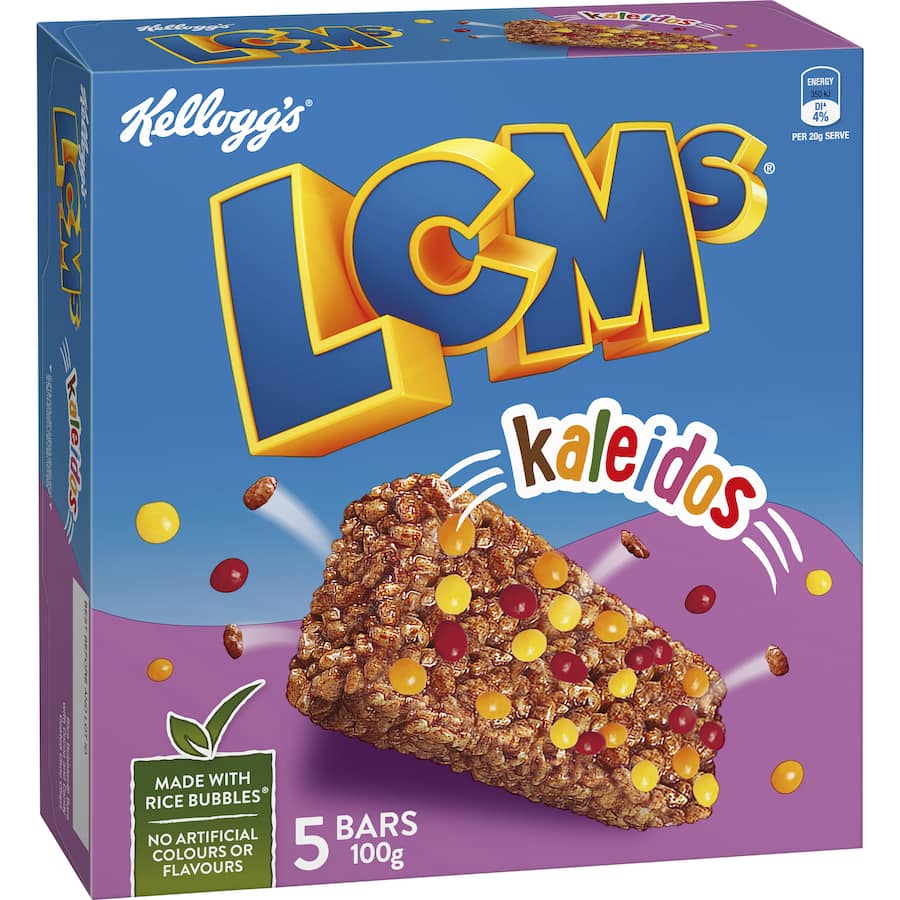 Kellogg's Lcms Cereal Bars Kaleidos Rice Bubbles 5pk 100g