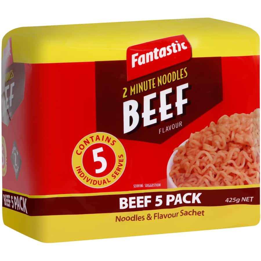 Fantastic 2 Minute Instant Noodles Beef Multi Pack 5pk 425g